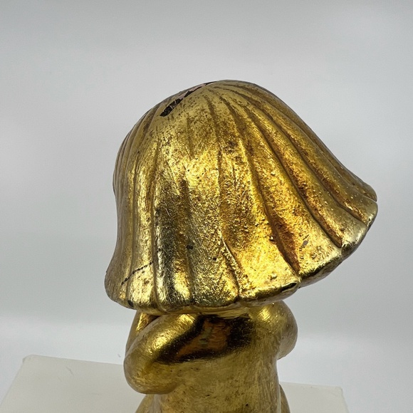 Rare Vintage Gold Finish Little Girl Figurine Piggy Bank - Picture 6 of 16